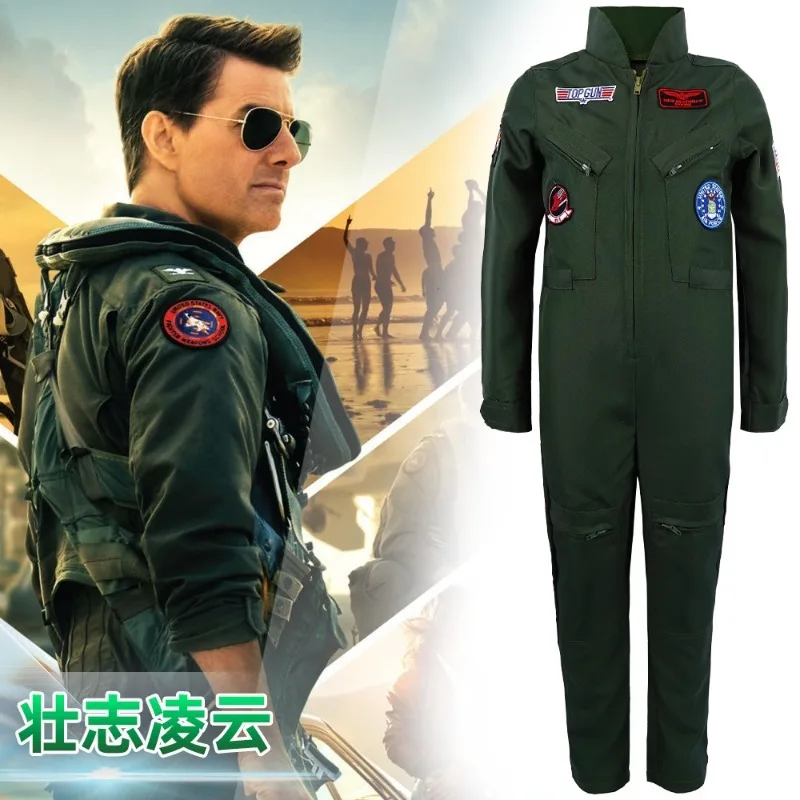 2024 New Flight Suit Military Green Adult Cosplay Performance Suit Cosplay Suit Jumpsuit Children's Top Gun