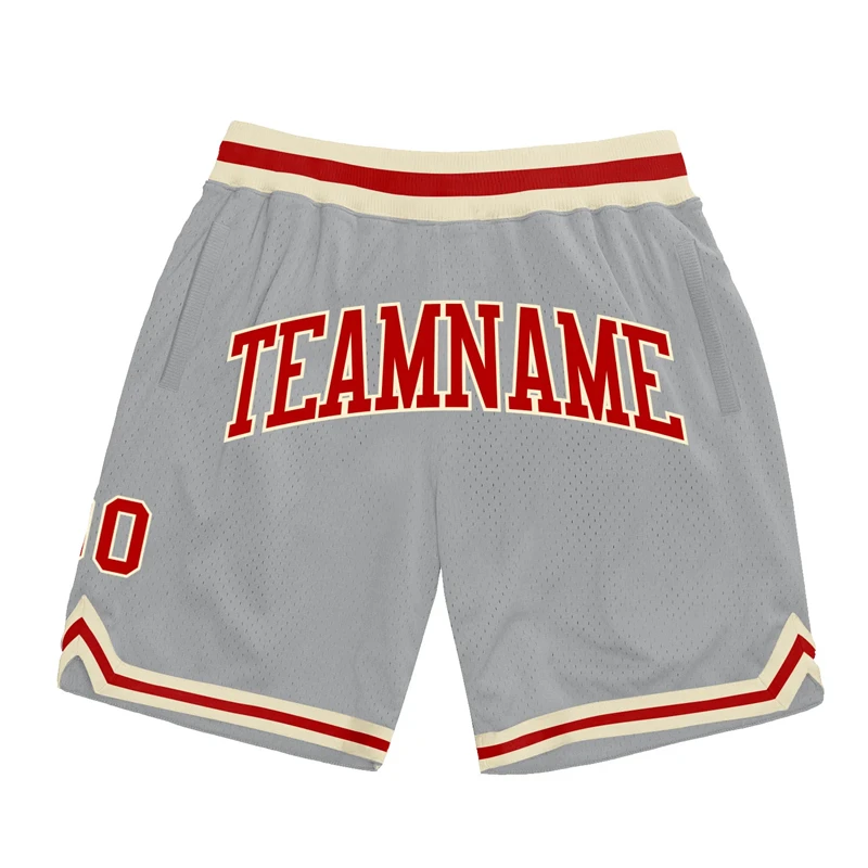 

Personalization Grey Basketball Shorts For Men Custom Team Name Number Logo Sports Short Pants Casual Breathable Beach Shorts