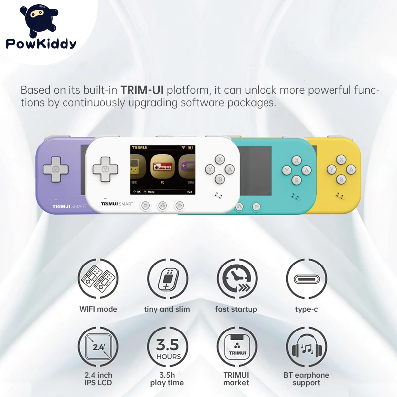 POWKIDDY Trimui Official Smart Handheld Players 2.4Inch IPS LCD Wifi Retro Video Game Console Open Source Portable Mini Console