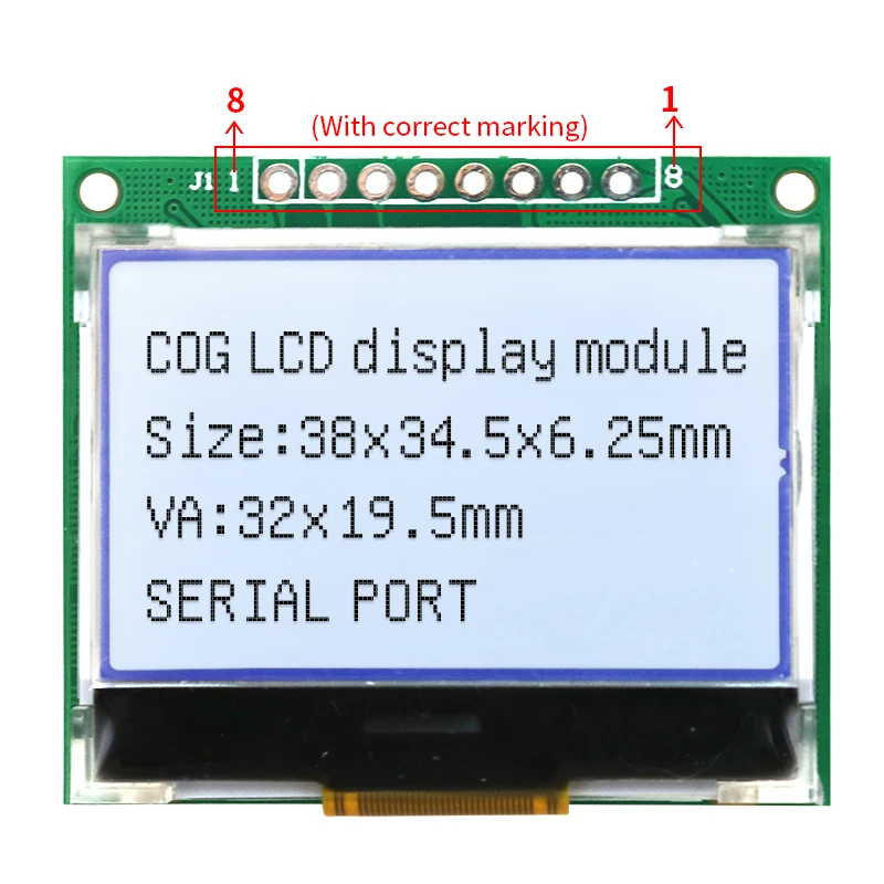 12864-1129COG شاشة مصفوفة نقطية وحدة عرض إل سي دي st7565R المنفذ التسلسلي مع لوحة دارات مطبوعة شاشة أبيض وأسود
