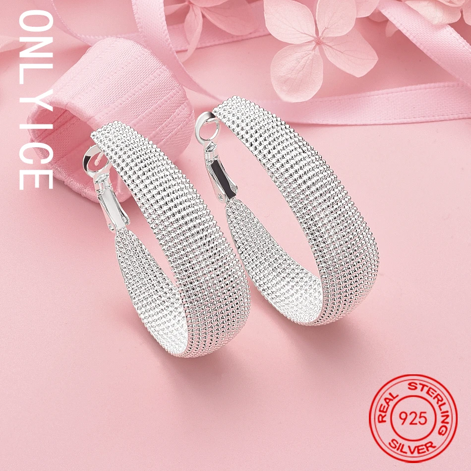 

Fashion 925 Sterling Silver Hoop Earrings for Women Pretty Classic Retro Ethnic Style Holiday Gifts Party Wedding Jewelry