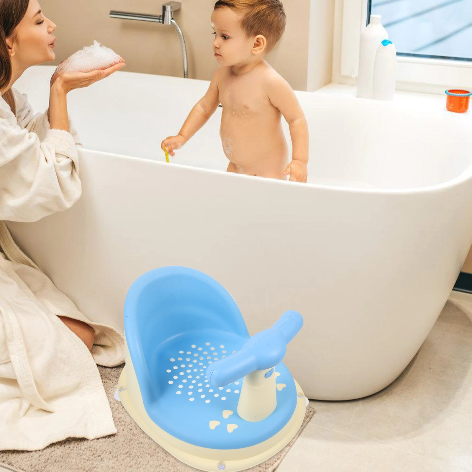 

Baby Bathing Chair Stable Anti Slip Shower Seat for Infants Bathtub Support Durable PP Material Comfortable Design Bath Time Aid