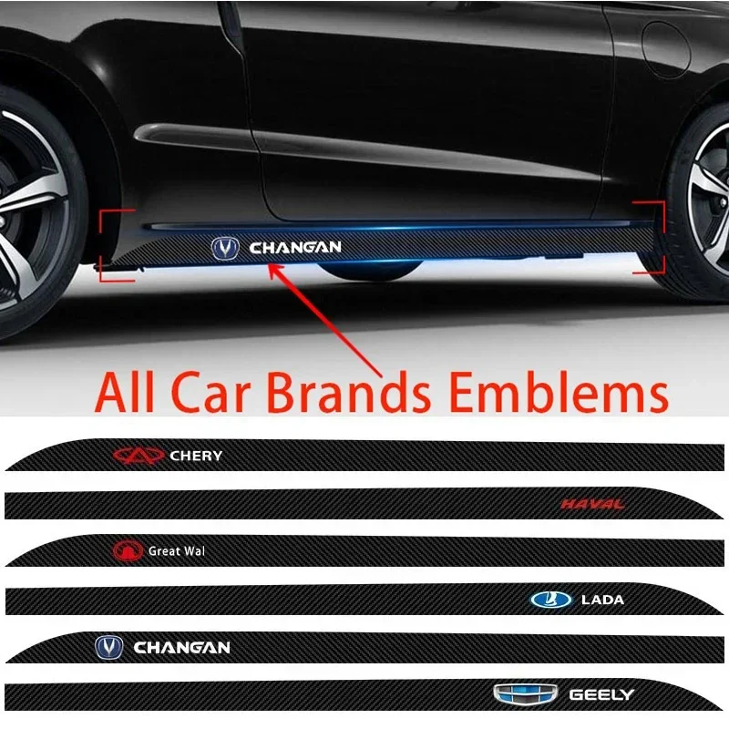 Car Door Side Skirt Sill Stripe Carbon Decals Styling stickers For Tesla Model S X Y 3 Cybertruck TM3 TMX TMS Decals Roadster