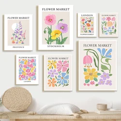 Flower Poster Canvas Painting Abstract Art Flower Market Print Nordic Style Wall Art Picture for Living Room Home Decoration