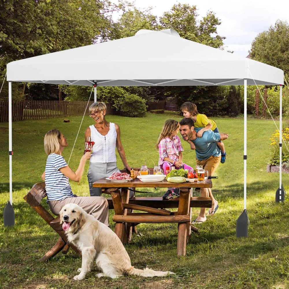 

10 X 10 FT Pop up Canopy Tent w/ 1 Sidewall Wheeled Bag 8 Stakes