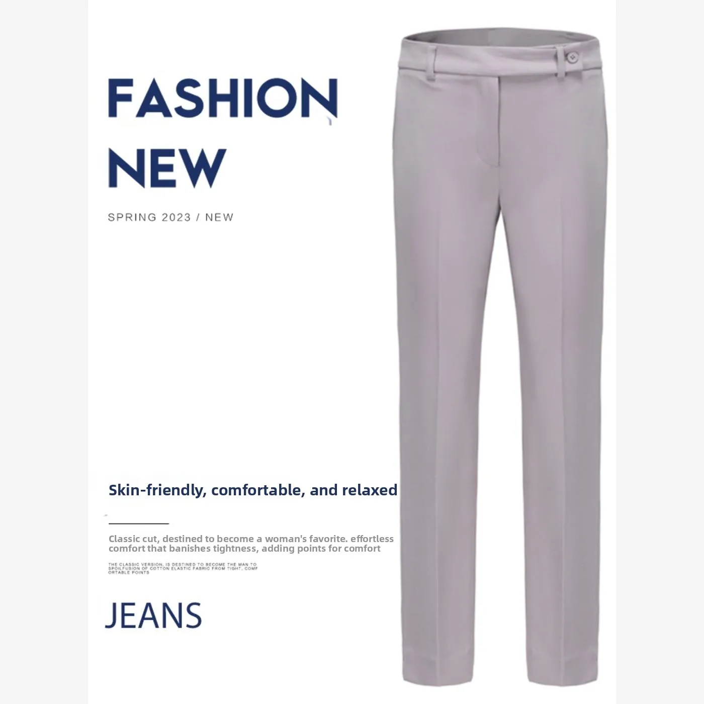 2024 New Women's Workwear Grey Straight Leg Pants Nine-Tenths Length OL Style Regular Thickness Polyester Long Trousers view 2