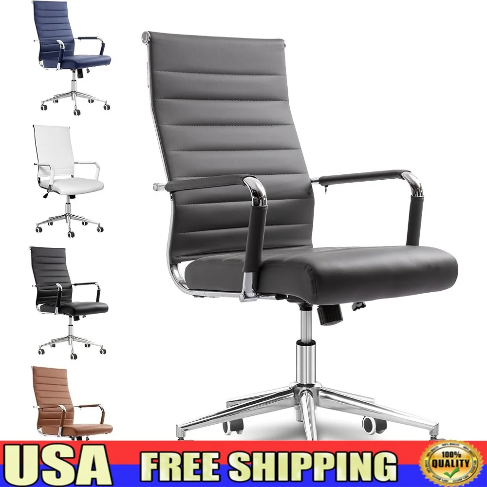 

Ergonomic Office Desk Chair Modern Conference Room Executive Ribbed Rolling Swivel Height Adjustable Thicken Comfort