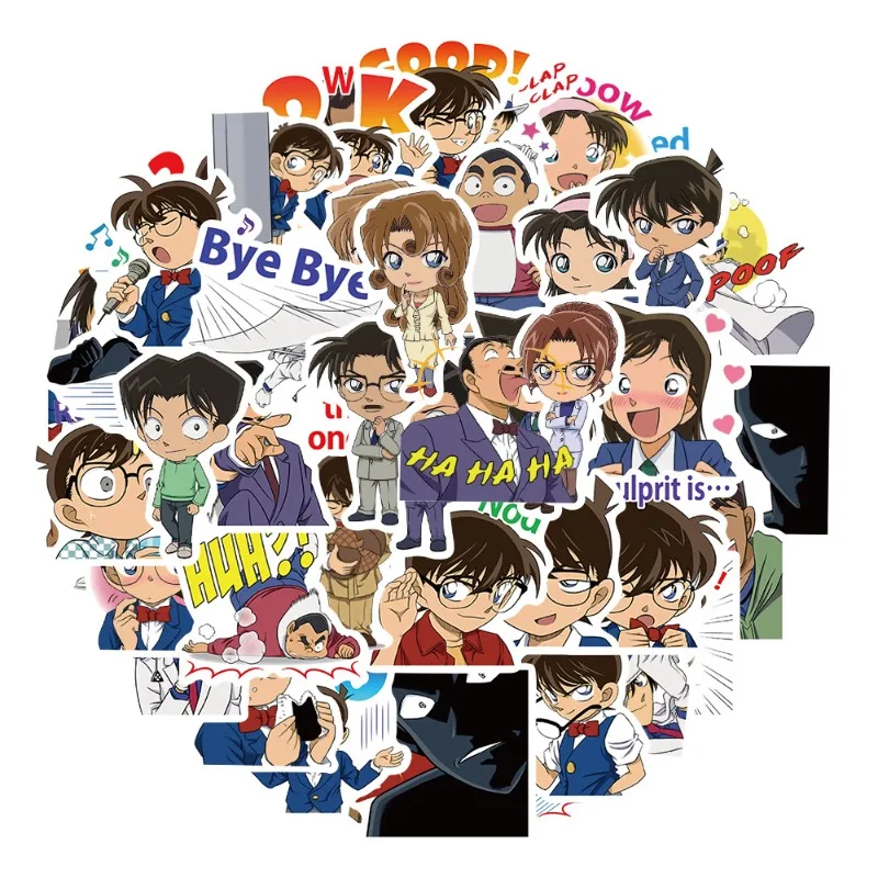 50pcs Anime Detective Conan Graffiti Stickers Suitcase Water Cup Car Scooter Refrigerator Mobile Phone Decoration Stickers