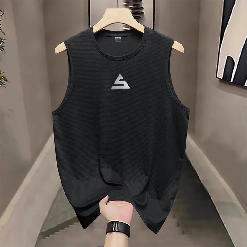 

Summer Fitness Sports Mesh Tank Top Men Breathable Loose Fit Training Sleeveless T-shirt Quick Drying Vest Male Fitness Clothing