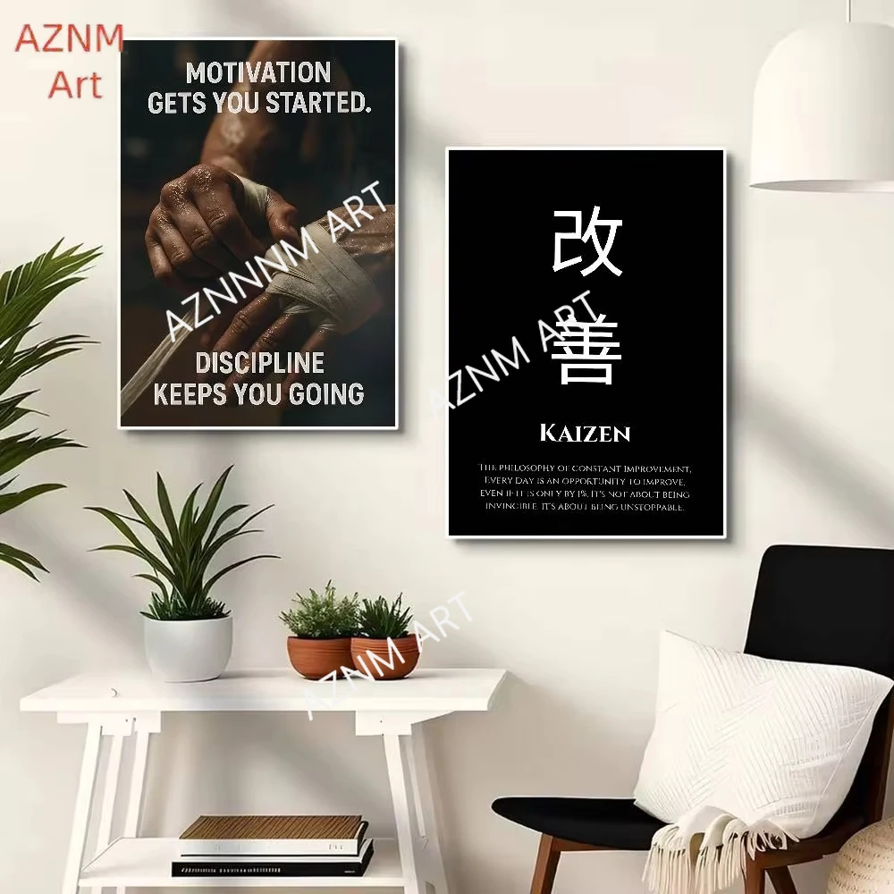1 Stück Minimalistisches Motivationszitat Inspirierendes Disziplin-Kunstposter Kunstaufkleber für Kaffeehäuser
