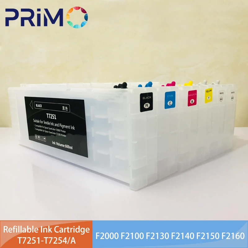 

T7251 T7252 T7253 T7254 T725A 6Colors Refillable Ink Cartridge With Chip for Epson SureColor F2000 F2100 F2130 F2140 F2150 F2160