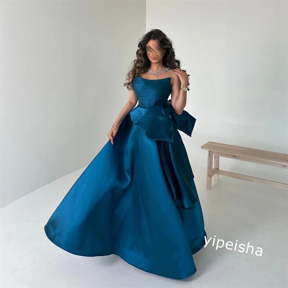 Ball Dress Saudi Arabia Prom Satin Bow Cocktail Party  Gown Strapless Bespoke Occasion  Long Dresses