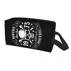 Trousse de Toilette Vintage Rock Skull pour Femme, Trousse de Voyage Rockabilly Bikers, Trousse de Maquillage Cosmétique, Trousse de Rangement EvaluBeauty Dopp