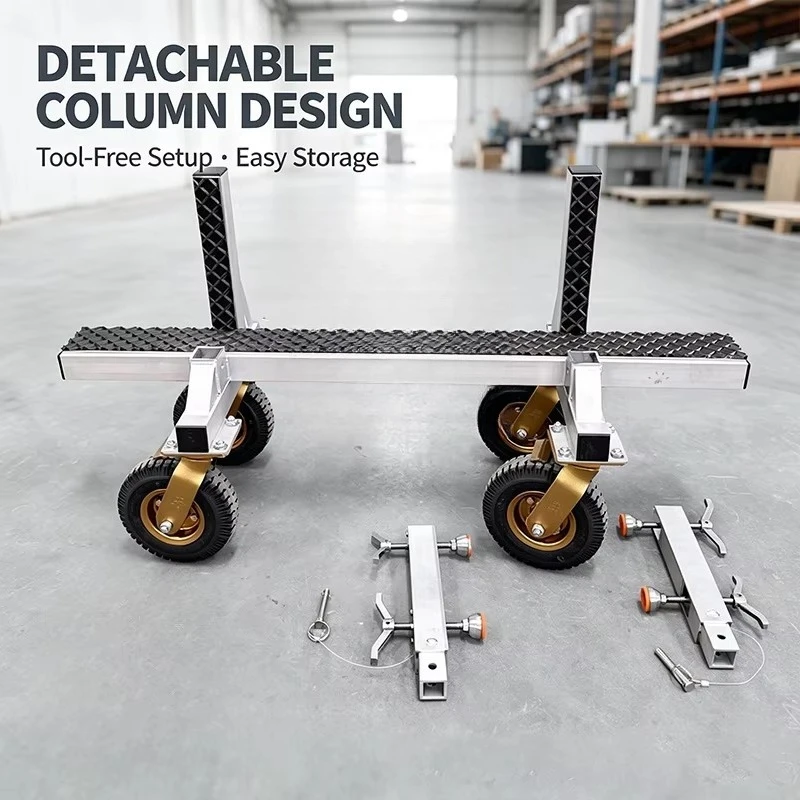 Industrial Four-Wheel Aluminum Alloy Platform Moving Cart with Rubber-Tired Wheels and ODM/OEM Customization
