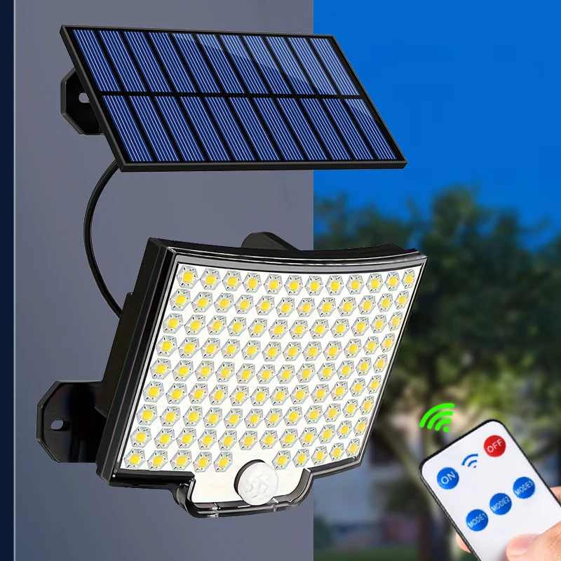 106 LED Solar Light Outside with Motion Detector, IP65 Waterproof, 120° Lighting Angle, Solar Wall Light for Garden with 16.5ft