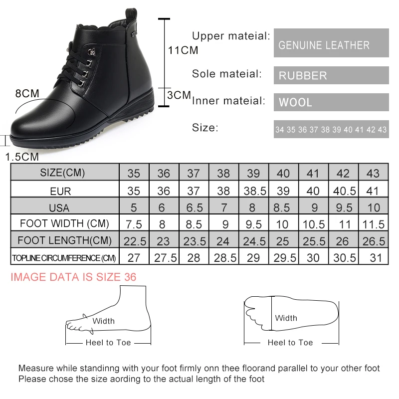 AIYUQI Women Winter Boots Genuine Leather 2025 New Lace-up Women Wool Boots Non-slip Plus Size 41 42 43  Women Snow Boots