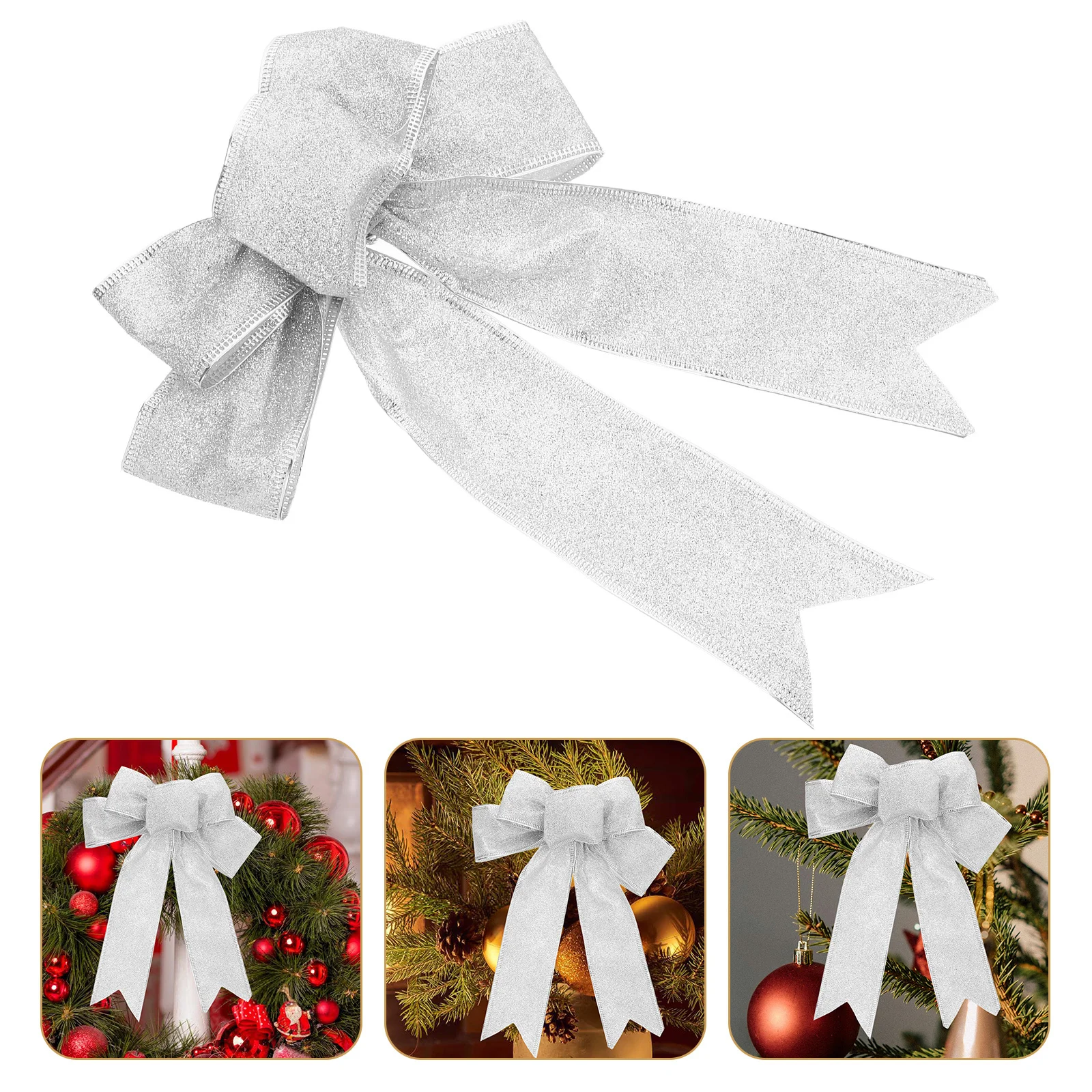 

6Pcs Large Christmas Bowknot Ornaments Creative Xmas Bow Decorative Tree Hanging Bow for Wreath Party Holiday Decor