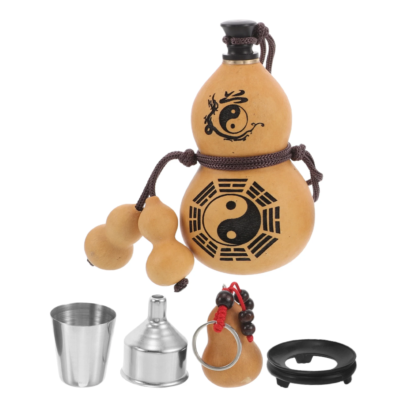 

Gourd Water Bottle Chinese Style Portable Flask Canteen Decoration Gourd Kettle Khaki Hanging Lucky Ornaments Outdoor Camping