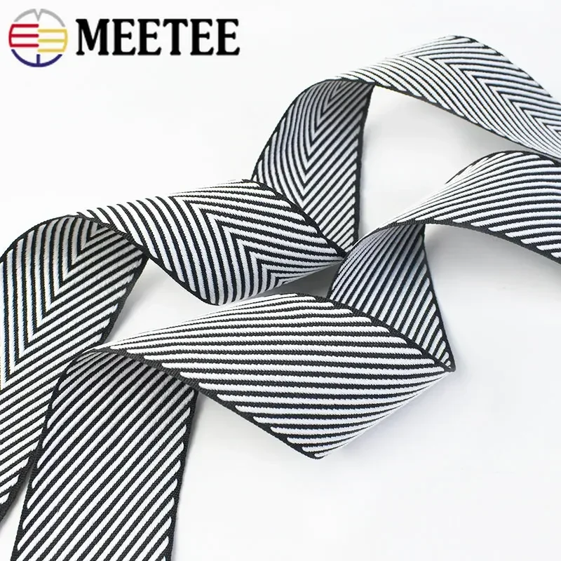 5M 10/15/20/25/30/38mm Jacquard Webbing Bag Shoulder Strap Stripe Ribbons Decoration Binding Tape DIY Garment Sewing Accessories