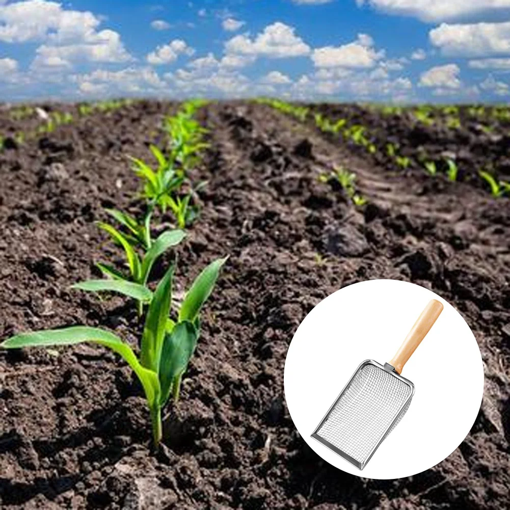 1/4Pcs Stainless Steel Soil Shovel 1/1.5/2.0/ 2.8/ 3.8/4.3/5.0mm Multipurpose Gardening Shovel And Sieve For Soil Wooden Handle