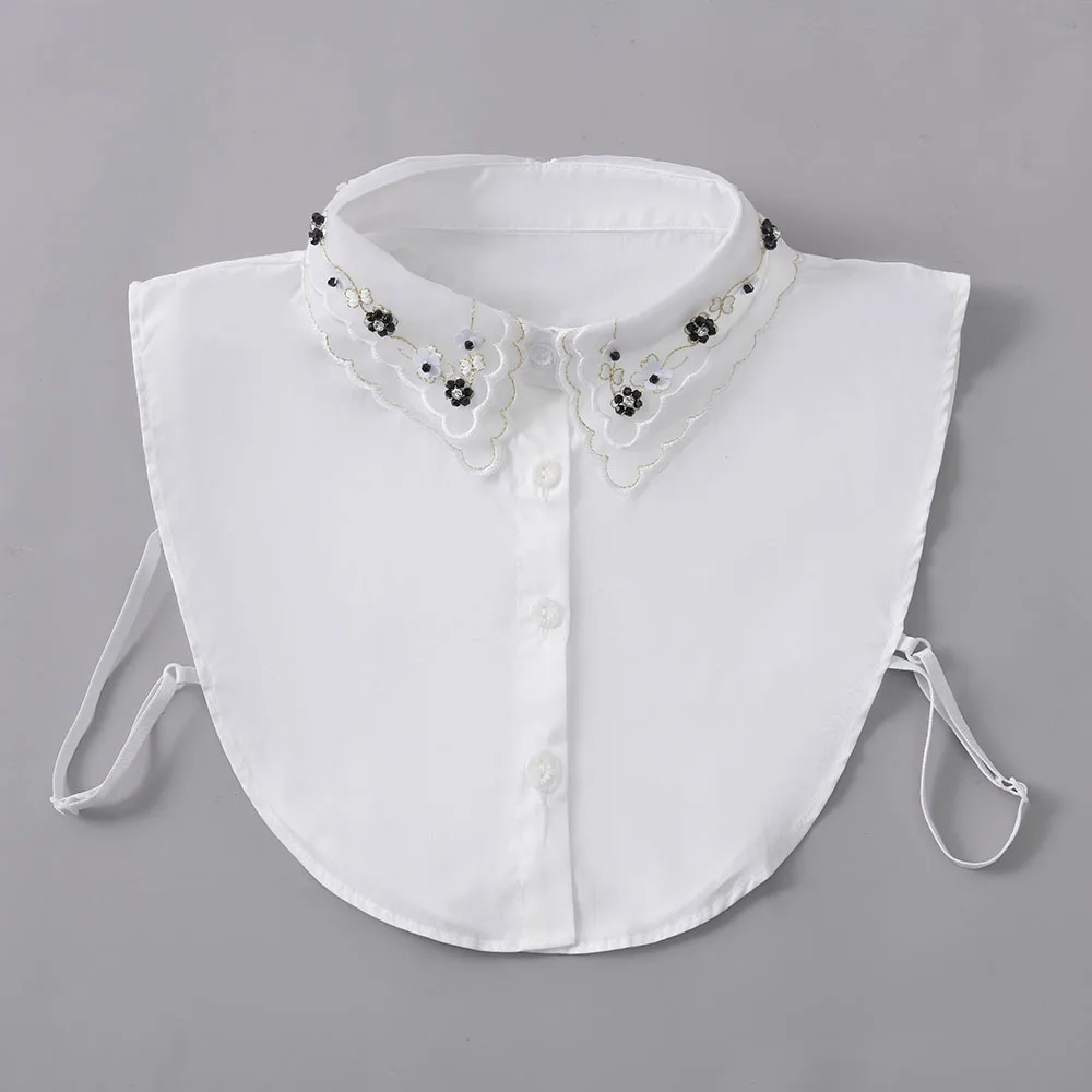 2026 New Design Small Flower Female Fake Collar Spring Autumn Embroidered Lace Simple Sweater Inner Ware Base Decorative