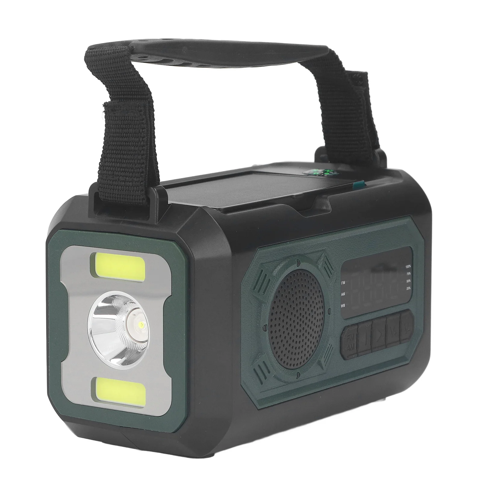 

ZK40 Emergency Weather Radio 12000mAh Power Bank AM FM LED Flashlight Hand Crank Solar Radio for Outdoor Camping Dark Green