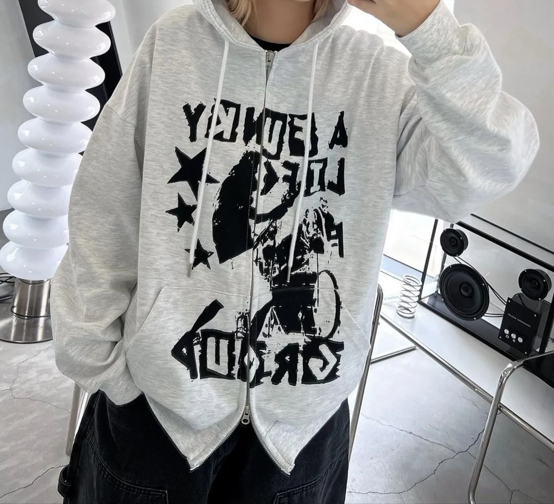 

y2k Wome clothing hoodies Printed Pattern Pullover Sweatshirt streetwear Oversized Punk Vintage kpop Anime long-sleeved raper