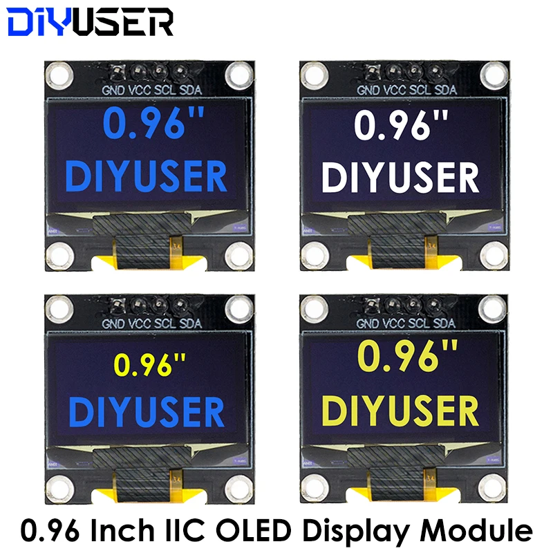 Moduł wyświetlacza OLED 0,96 cala, szeregowy interfejs IIC, biały/niebieski/żółto-niebieski, 128x64, I2C SSD1306, ekran LCD 12864