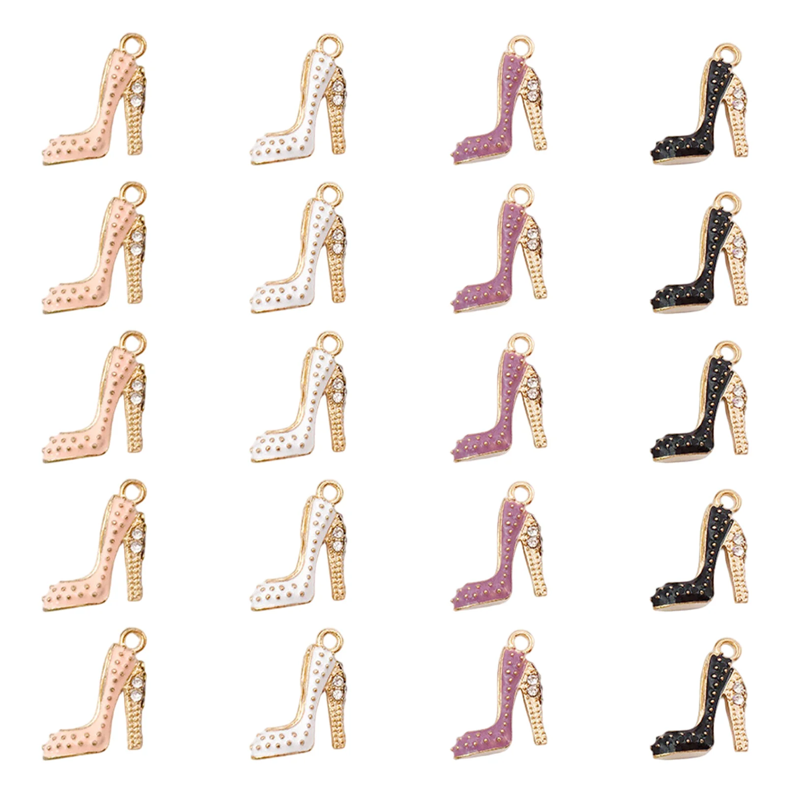 

20Pcs High Heel Rhinestone Charms Alloy Shoe Pendants for DIY Jewelry Making Bracelets Keychains Shoe Charm High Heel Charms