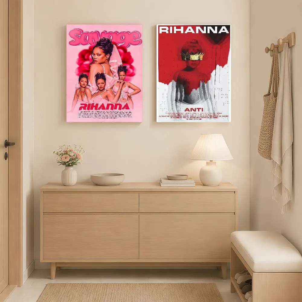 hot singer R-Rihanna Posters Wall Art Retro Painting Home Room Cafe Club Dorm Wall Decor
