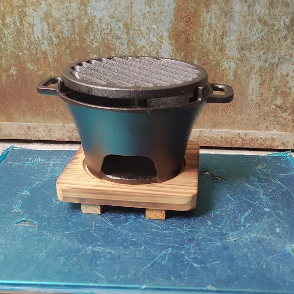 Mini Cast Iron Charcoal BBQ Grill Barbecue Buffet One Person Portable Heating Small Brazier Cooking Tea Coffee Boiling Water Sto