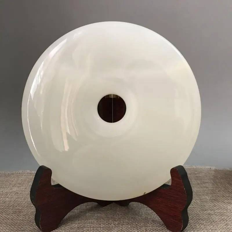Pure Natural White Jade Peace Buckle He Shi Bi Genuine Jade Ornament Entryway Wine Cabinet Living Room Chinese Feng Shui