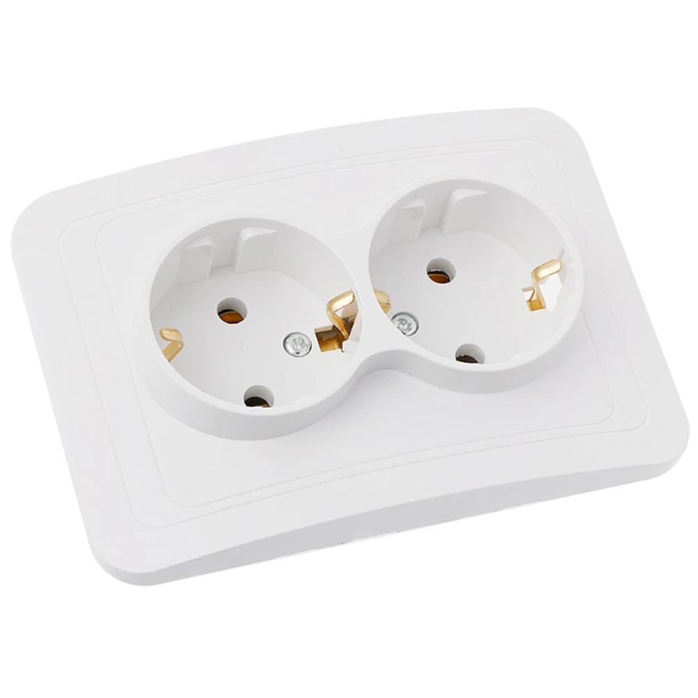 

European Socket 2 Port Wall Electrical 250V 16A White Universal Solution Hotel Home German Style Power Socket