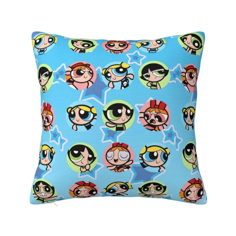 Custom The P-Powerpuffs Girls Cushion Cover Home Decor Printing Throw Pillow Case for Car Two Side