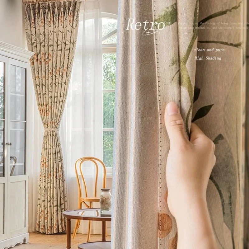 Fresh Style Floral Country American Curtains Bedroom Living Room High Quality Flat Blackout Curtain Decorative Drapes Washable