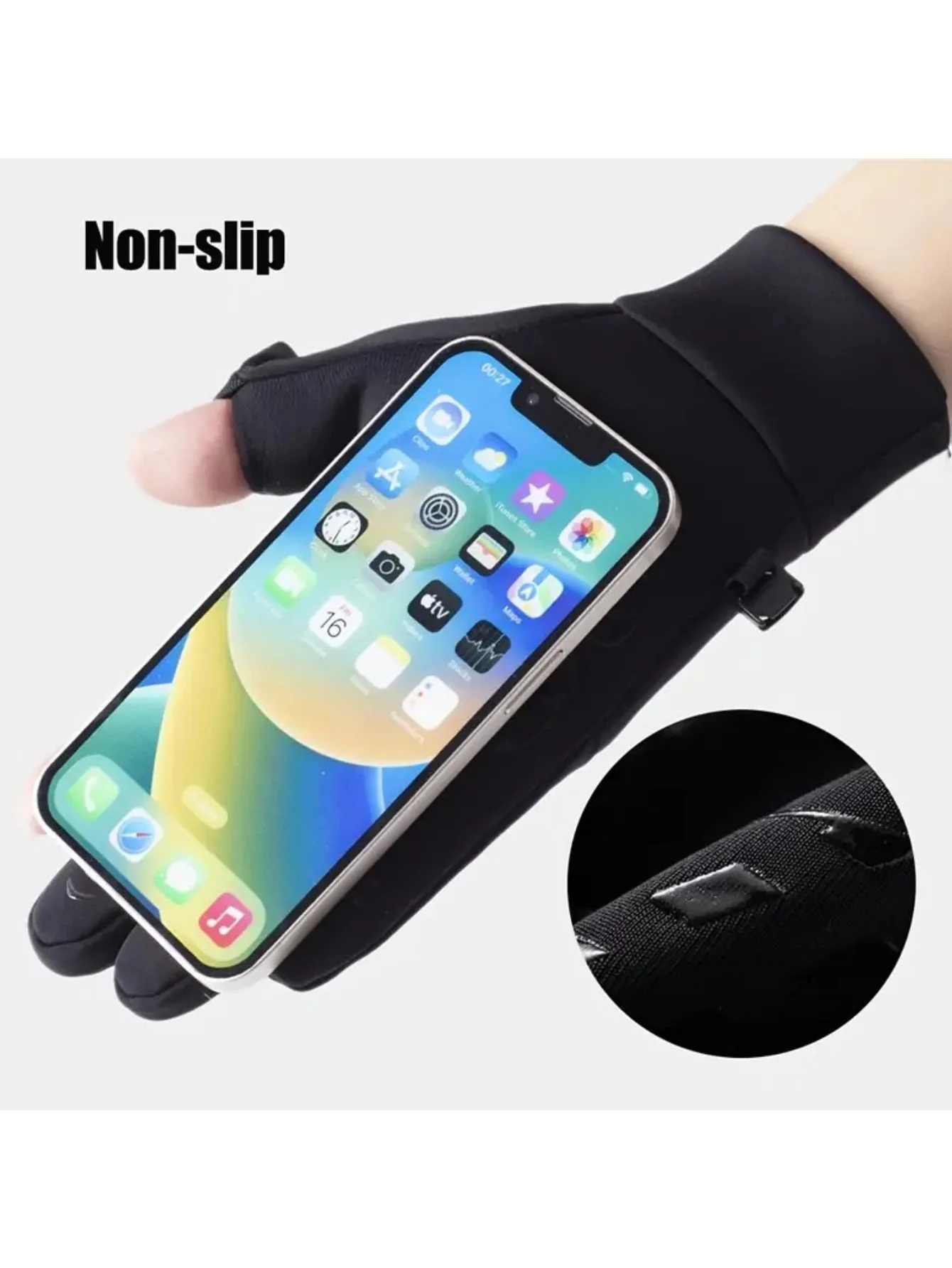 AliExpress NONE MuqiNush Winter Men's Warm Gloves Flip Cover Exposed Two Fingers Windproof Touch Screen Outdoor Sports Skiing Running Fishing