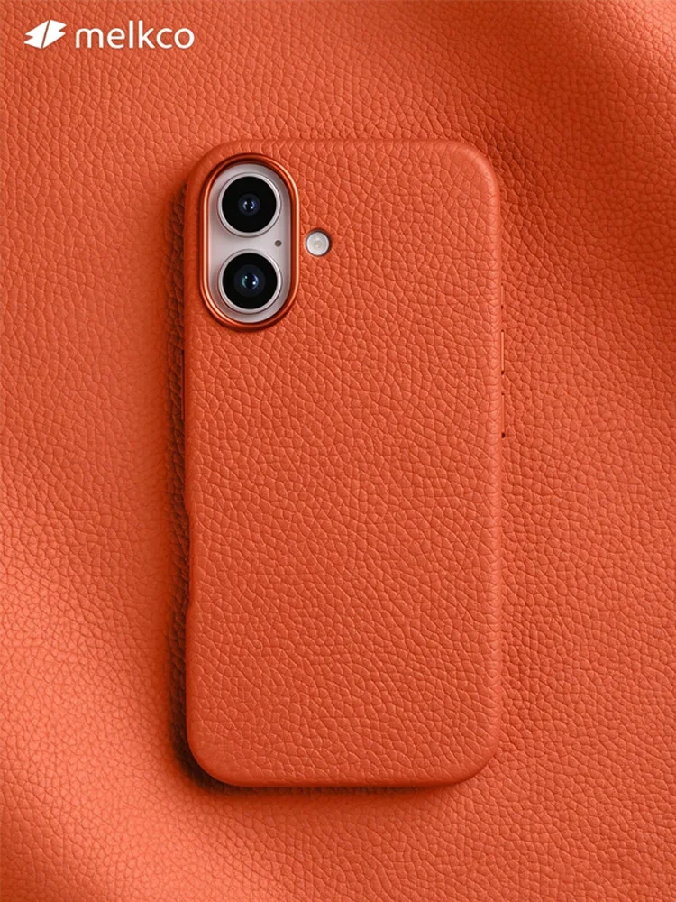 Melkco – kompleksowe etui na telefon komórkowy z prawdziwej skóry do iPhone 16, 17, 18 Pro, z magnetycznym zamknięciem, luksusowe, ochronne etui na telefon. — zdjęcie produktu 7