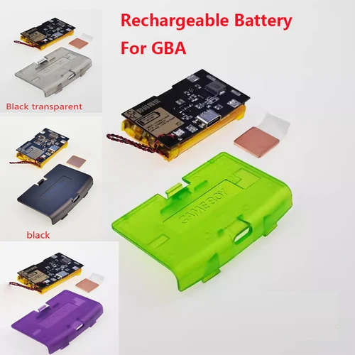 Módulo de batería recargable de iones de litio de 1800mAH para Game Boy Advance para resaltar GBA con puerto de carga tipo C cubierta de batería USB-C