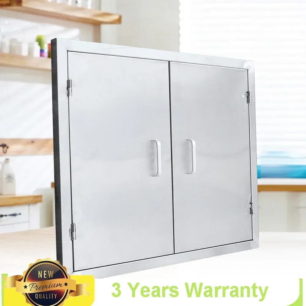 304 Roestvrij Staal Corrosiebestendig Dubbele Deuren Muur Opknoping Keukendeur Buitenkast Home Improvement 24*28*0.4 inch