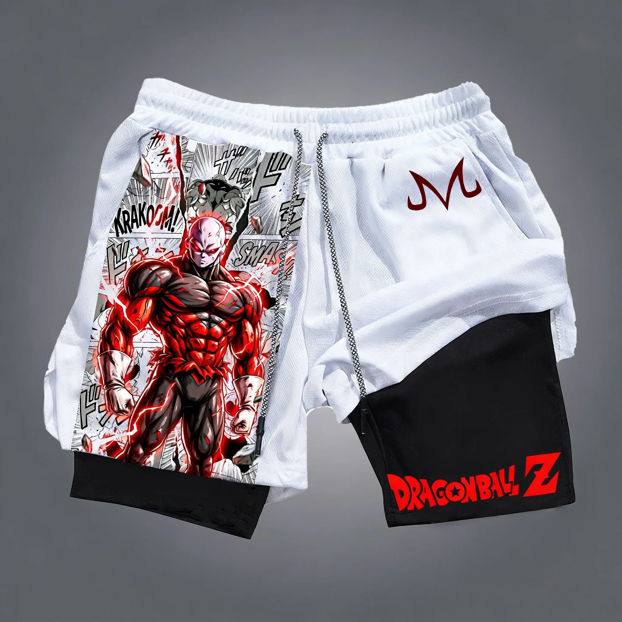 Dragon Ball GOKU bedruckte doppellagige Shorts, Bandai Anime, lockere, atmungsaktive Sportshorts für Herren im Sommer