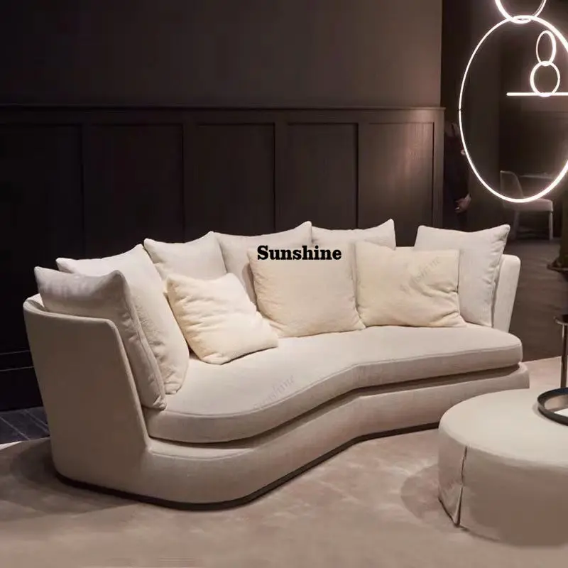A Nordic wabi-sabi style simple modern technology fabric sofa light luxury concubine lazy lamb wool curved