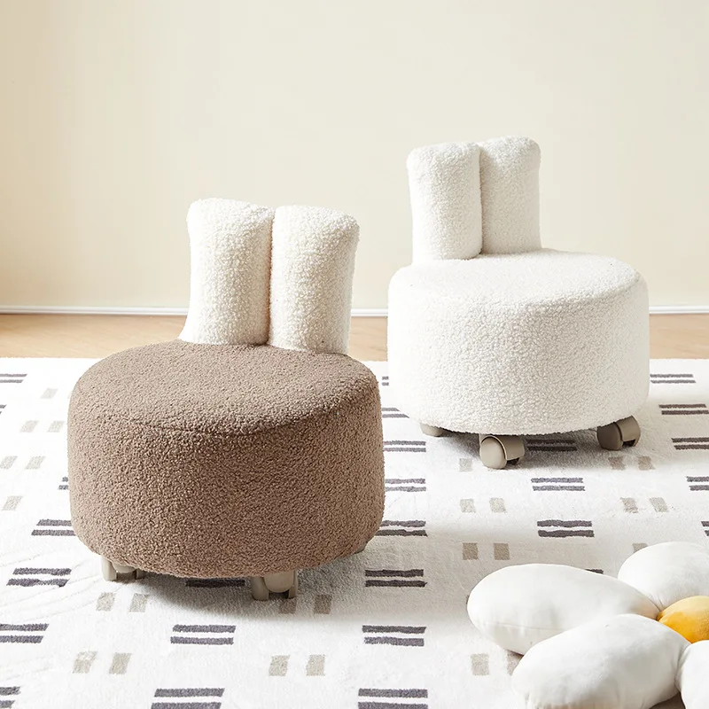 Little Rabbit Chair, Household Low Stool, Living Room Stool, Children's Pulley Chair, Simple with Wheel Board, Sofa Stool
