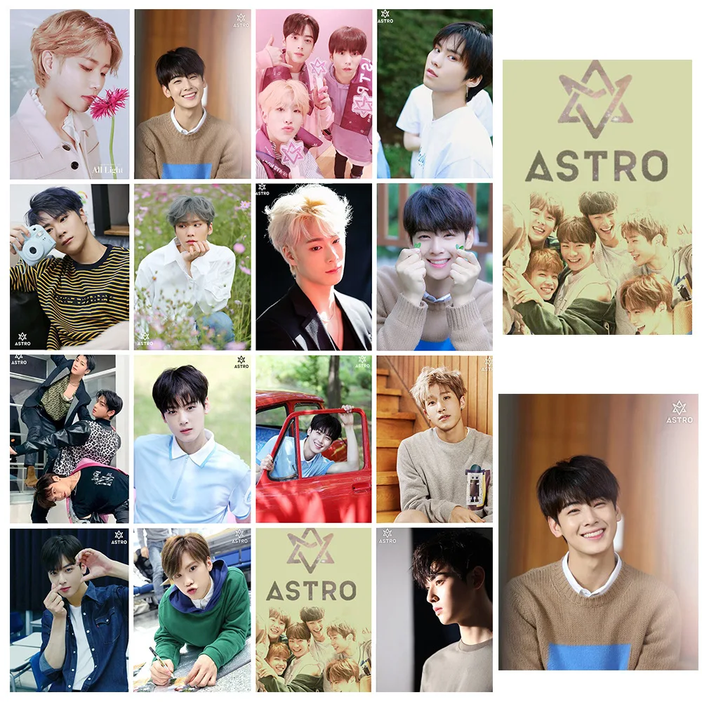 16pcs/set Kpop Idol ASTRO Characters Photo Cards Collection Album High Quality Postcard Photo Cards Collection Fans Gift