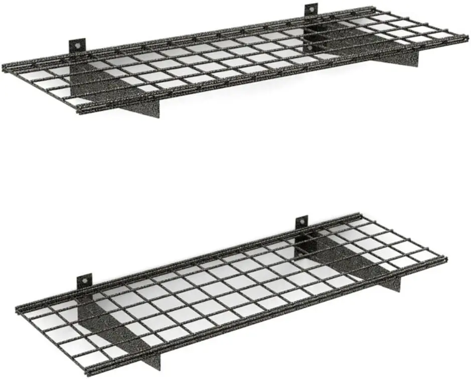 

Heavy Duty Steel Wall Garage Shelving, 2-Pack, 45x15 Inch, Low-Profile Brackets, Max Load 200 Lbs