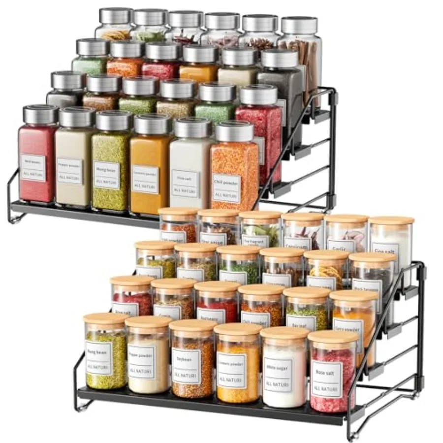 

Spice Rack Organizer for Cabinet Pantry, 4 Tier Spice Rack Countertop, Tierd Spice Organization Easy Visibility, Depth Adjustab