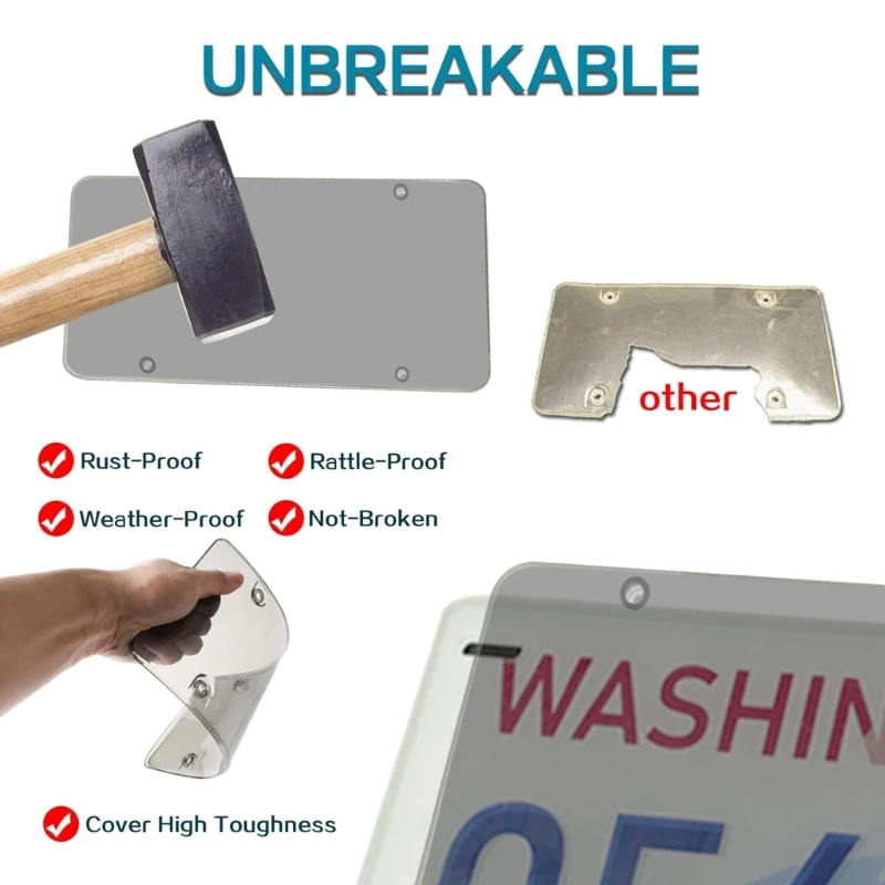 Car Clear Reflective Anti-Speed Red Light Toll Camera Stopper License Plate Cover License Plate Shell Unbreakable Holder