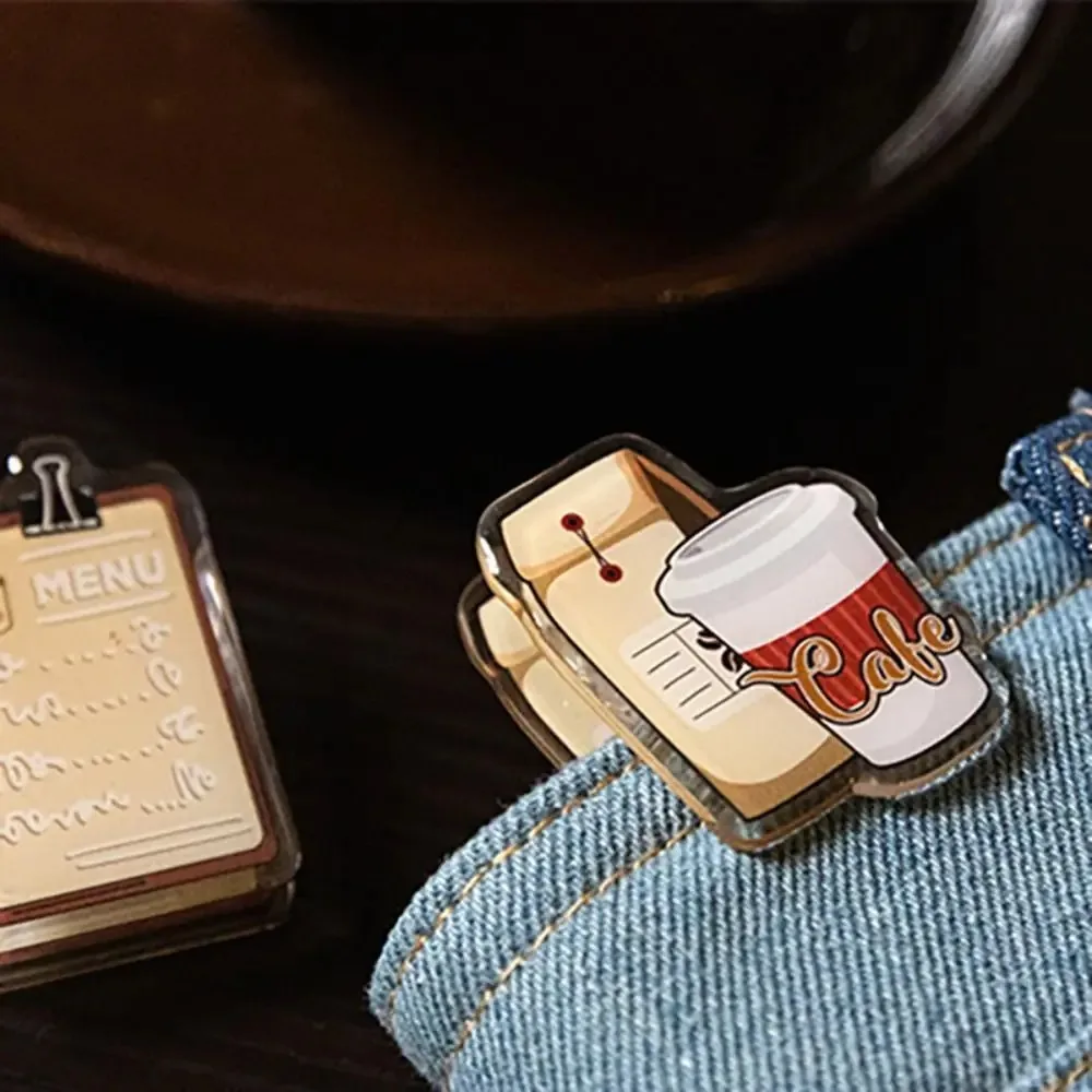 Binder Clips Kawaii Coffee Acrylic Clips Coffee Cup Stationery Stationery Test Paper Clip Retro Creative Coffee Paper Clip