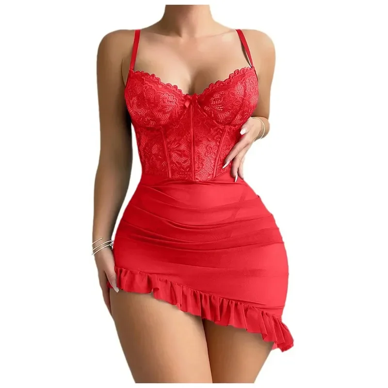 New Transparent Bra And Thong Underwear Set Women's Lingerie Night Dress Delicate Nightgown With Panties Steel Ring Push Up Bras view 5