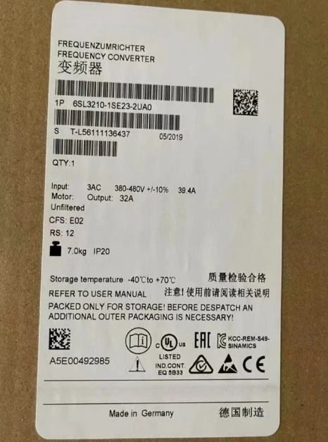 

Brand new High-quality 6SL3210-1SE23-2UA0 6SL3210-1SE21-8AA0 6SL3210-1PE23-8AL0 6SL3210-5BE27-5CV0 Fast delivery