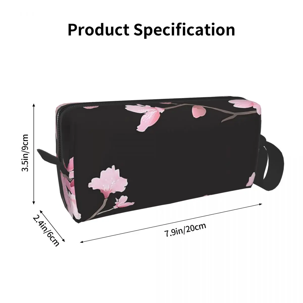 Cherry Blossom Flower Plant - Black Makeup Bag Cosmetic Organizer  Toiletry Cosmetic Bag for Women Beauty Travel Pencil Case
